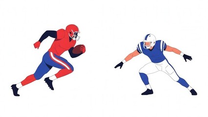 Fototapeta premium Dynamic American Football Players in Action During Game Under Stadium Lights