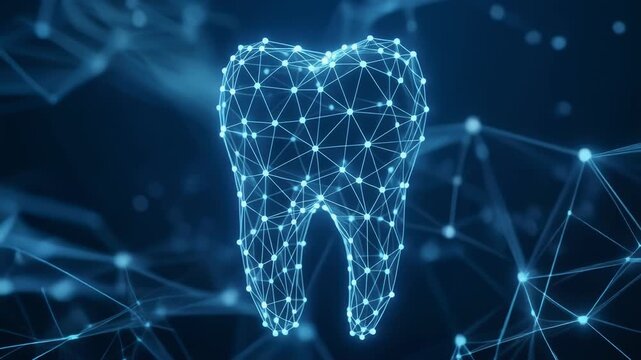 Futuristic digital tooth illustration, perfect for dental health and technology concepts