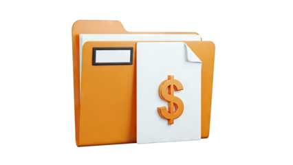3D Folder Icon with Dollar Sign