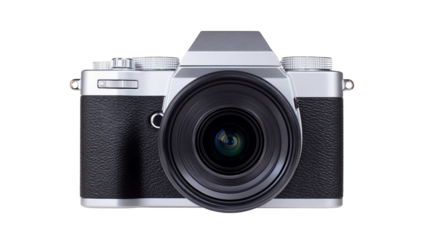  isolated classic mirrorless digital camera on a transparent background