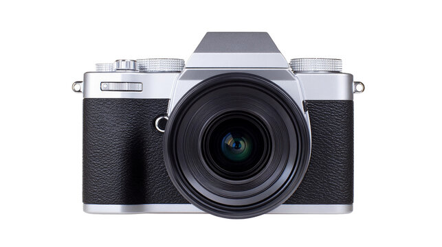  isolated classic mirrorless digital camera on a transparent background