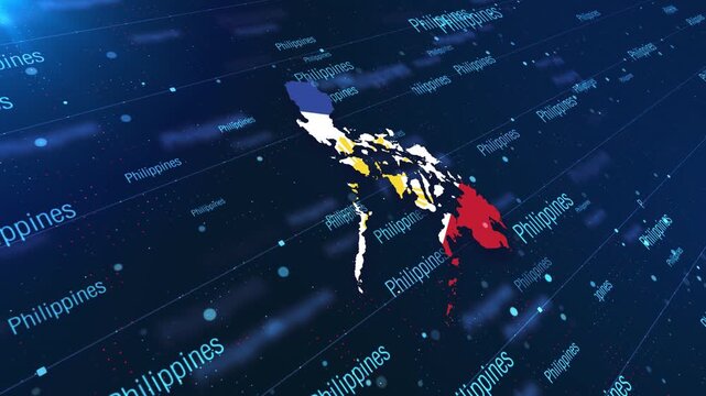 Philippines Geographic Map and Flag Animated Motion Graphic Background