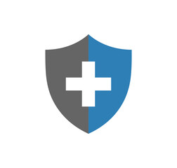 Fototapeta premium A vector graphic illustration of a shield with a medical cross symbol, representing protection and healthcare