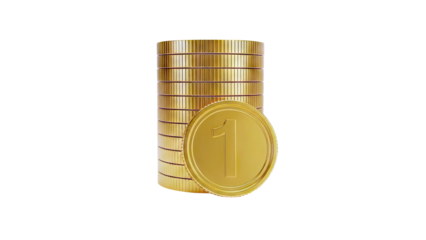 Stack of Gold Coins with '1' Emblem