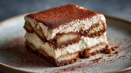 Homemade Chestnut Tiramisu Slice with Cocoa Powder