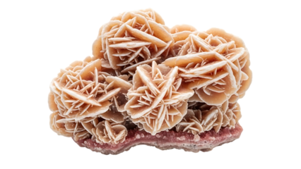 Desert Rose Crystal Formation with Pink Base isolated on a transparent background mineral beige