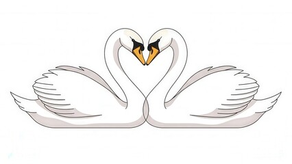 Naklejka premium Elegant Swans Floating on Calm Water Surface in Symmetrical Pose