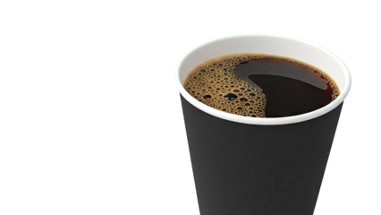 Black Paper Cup of Coffee with Foam