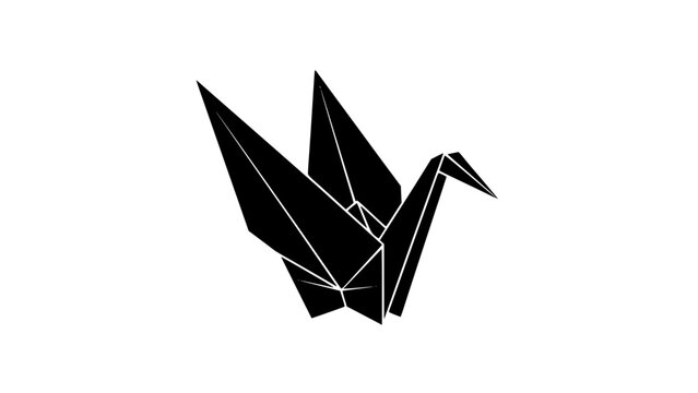 origami crane black vector logo
