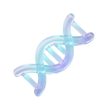 3D Glassmorphism DNA Double Helix Icon - Futuristic Biotech Element