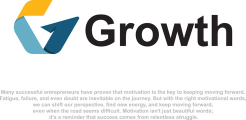 Growth logo design with letter G. Abstract arrow shaped logo design.