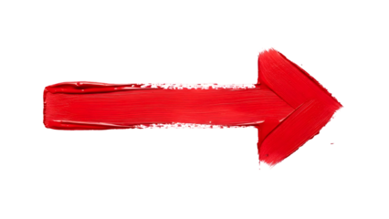 A bright red arrow formed by a thick paint stroke across a black background