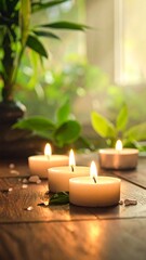 Peaceful candles in a spa-like setting