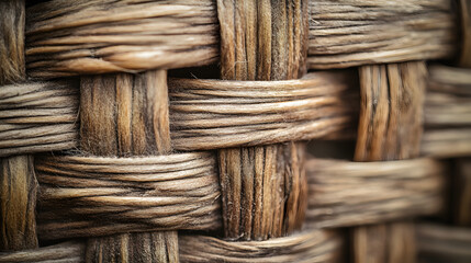 Woven basket texture featuring natural fibers in a rustic earthy tone with visible weaving pattern and organic details