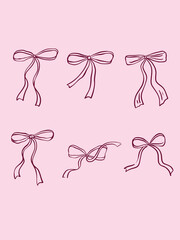 Whimsical hand drawn ribbon coquette vector