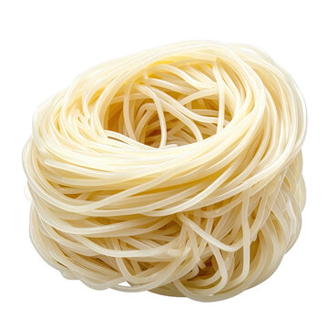 A single serving of lanzhou hand-pulled noodles, emphasizing the texture and length of the noodles, isolated on white background