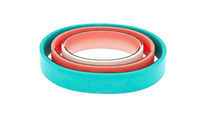 Nested Cylinders in Teal, Coral, and Cream