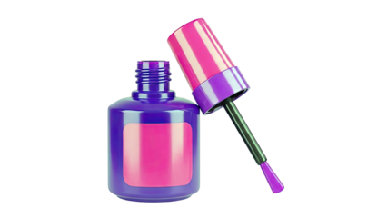 Purple Nail Polish Bottle with Pink Label and Brush