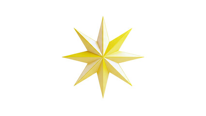 Obraz premium Yellow eight-pointed star with facets on a white background
