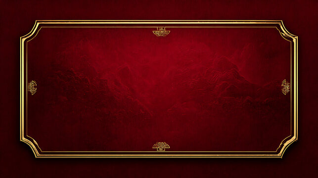 Luxury chinese background with elegant festive oriental background frame in deep red color and gold border design for celebration banner and greeting card layout artwork
