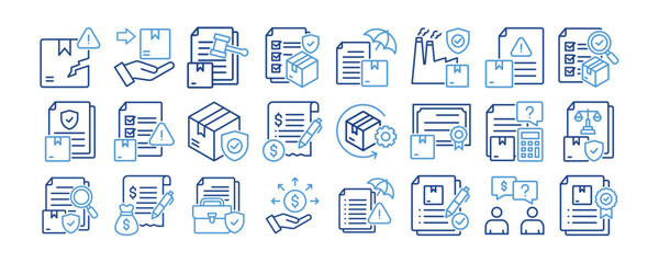 Product Liability icon collection. Containing design product, business, protection, concept, liability