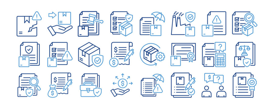 Product Liability icon collection. Containing design product, business, protection, concept, liability