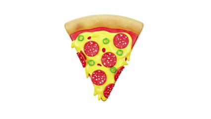 Cartoon Slice of Pepperoni and Jalapeno Pizza