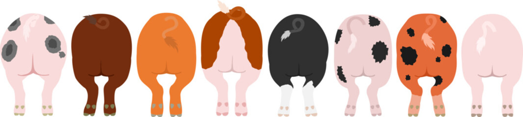 10 pigs butts in a row