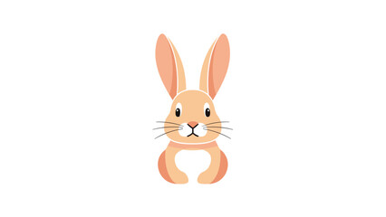Fototapeta premium Cute light brown rabbit character face with long ears and whiskers for kids animal illustration and Easter themes.