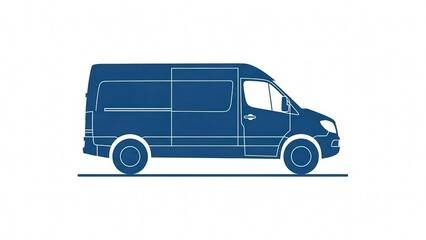 Minimalist Blue Delivery Van Silhouette for Logistics and Transportation Concepts