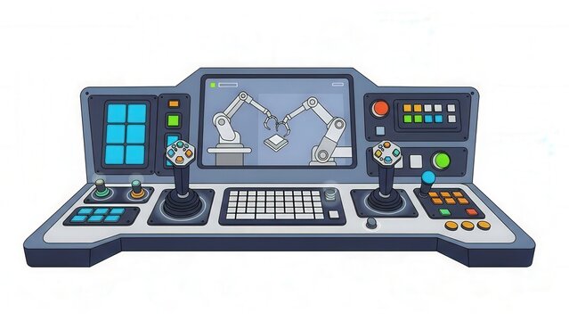 Modern industrial robot control panel with automation machinery interface