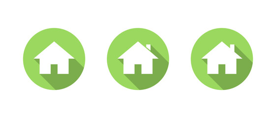 House and home icon set with long shadow. Real estate, residence, and property symbol