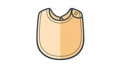 Simple baby bib with a neck button and soft peach color is shown as a practical accessory for infant feeding and care activities.