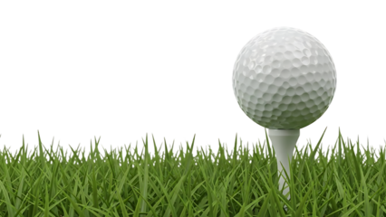 Golf ball on a tee in green grass isolated on a transparent background golf tee white background golf equipment