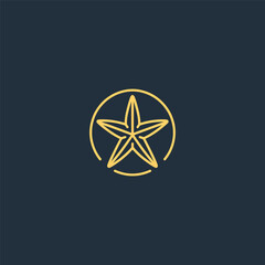 Sea star logo in balanced and minimalist simple line design.