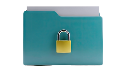 Teal Folder Secured with a Gold Padlock