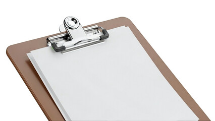 Clipboard with blank paper and metal clip