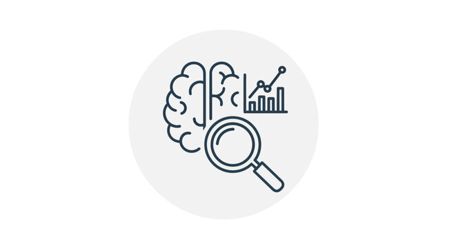 Brain Magnifying Glass Data Analysis Icon.