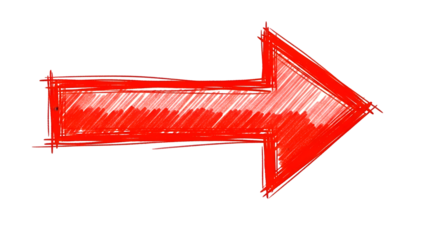 A bold red arrow drawn with a sketchy hand drawn style pointing to the right on a black background