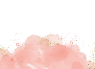 Obraz premium Pastel Pink Watercolor Abstract Background with Gold Glitter Brush Strokes for Wedding and Valentine’s Invitations 