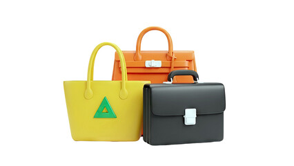 Three stylized bags on a white background