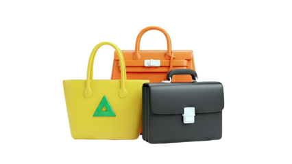 Three stylized bags on a white background