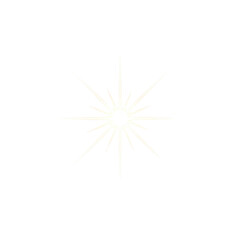 Fototapeta premium Brilliant, isolated, star-shaped light flare with eight sharp golden rays and a soft halo effect, centered against a transparent background, studio shot. Concept of clarity and precision.