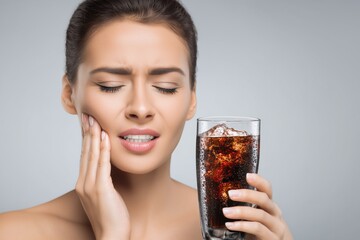 Woman Experiencing Tooth Sensitivity While Drinking Cold Beverage