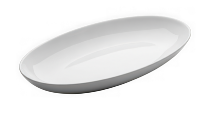 White oval plate on a pure transparent background isolated