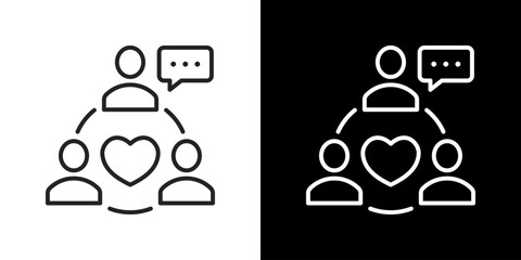 Community  Icon Set. Clean Line Design With Light And Dark Versions For Versatile Use 