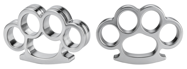 group of silver brass knuckle isolated on white background