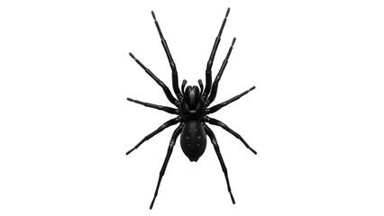 Black spider with eight legs isolated on transparent background
