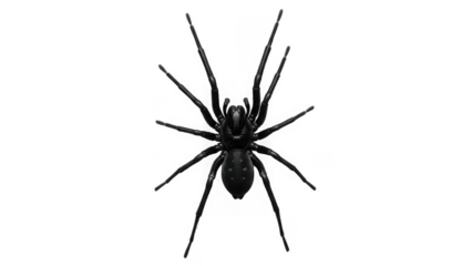 Black spider with eight legs isolated on transparent background