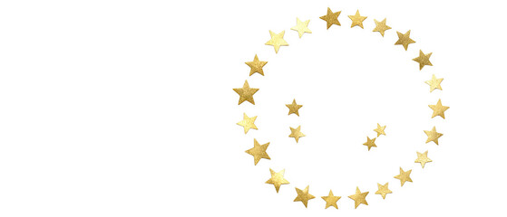 Obraz premium A decorative golden star wreath arranged in a circular shape, symbolizing excellence, quality, and achievement. Ideal for design elements, awards, or celebratory contexts.